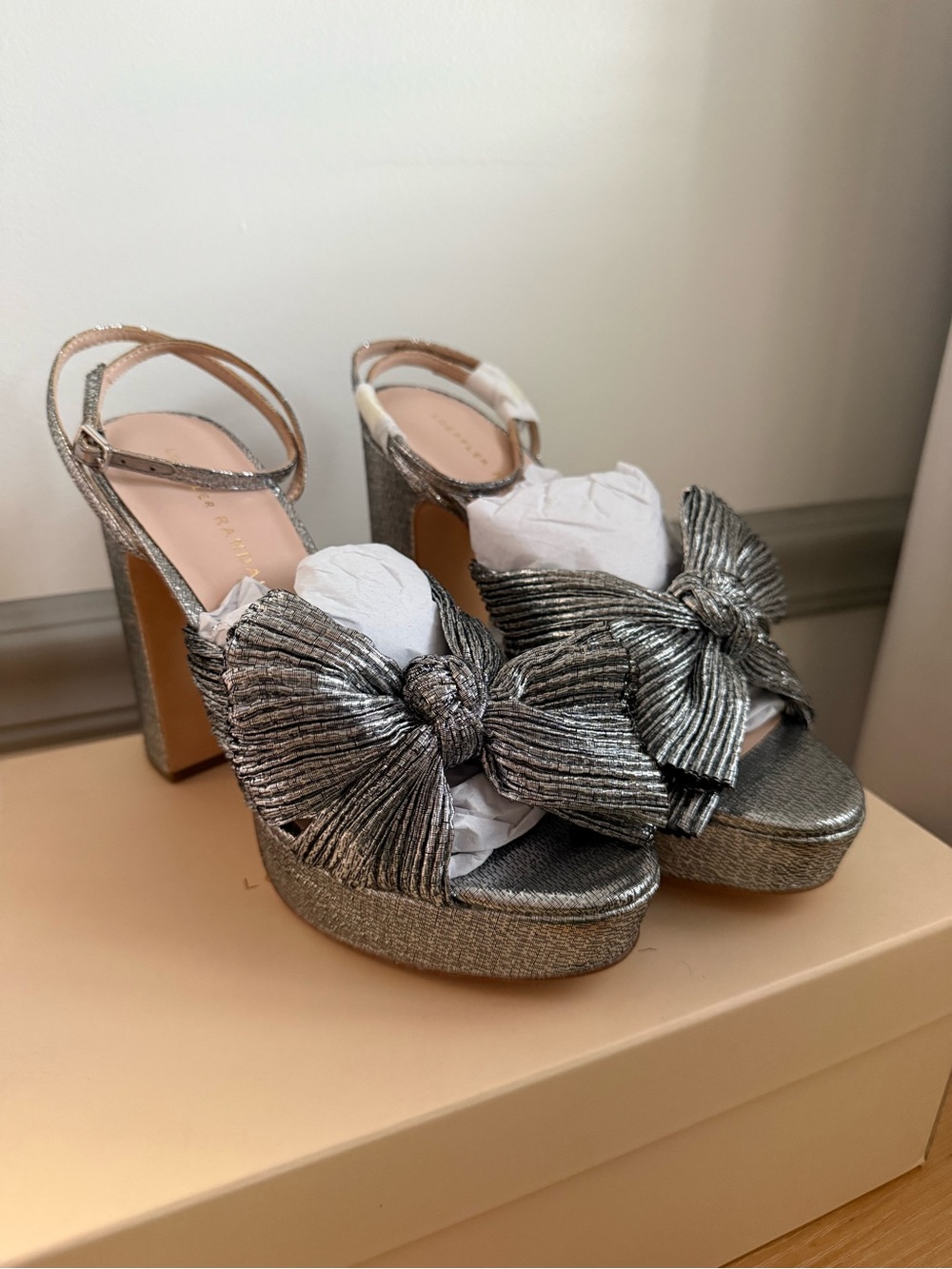 Loeffler Randall Silver Natalia Bow Heel